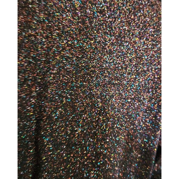 Laura Ashley Blouse Long Sleeve Multi Color Sparkle on Black Size Large Holidays - Picture 6 of 7